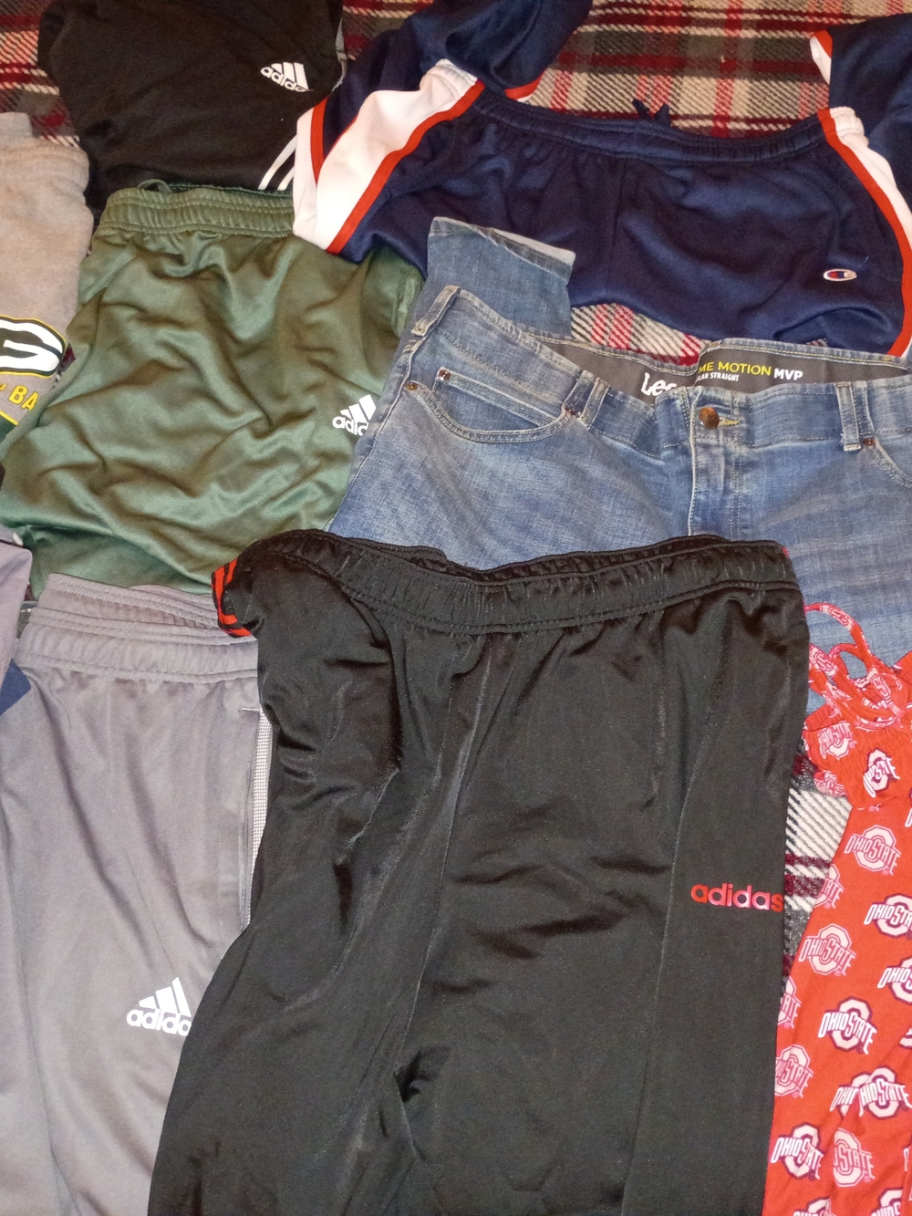 Adidas Men's Black Athletic Pants with Red Logo